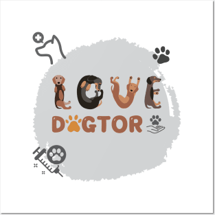 Veterinarian Gifts: Love Dogtor Dog Typography Posters and Art